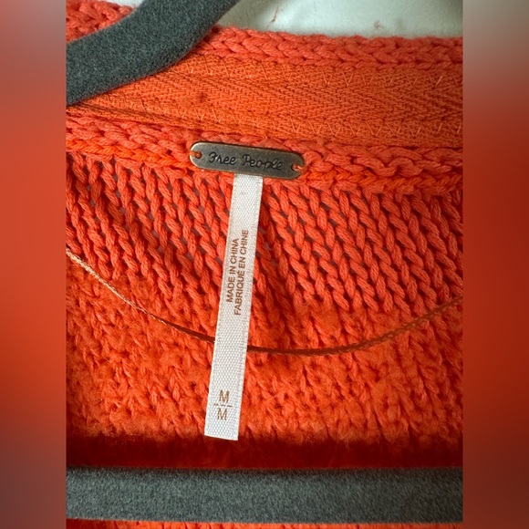 Free People Oversized Textured Button Front Cardigan Orange M - Picture 3 of 9